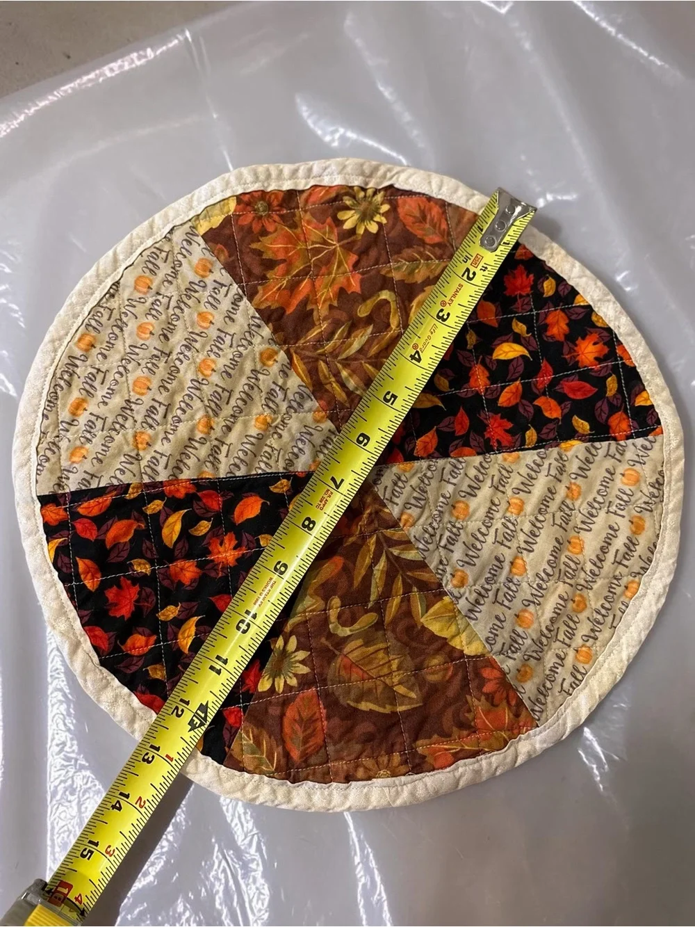 Set of 2 Handmade Quilted Table Toppers Fall Halloween Patchwork Mats